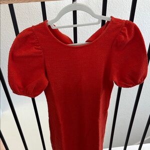 Zara Red Orange Textured Dress